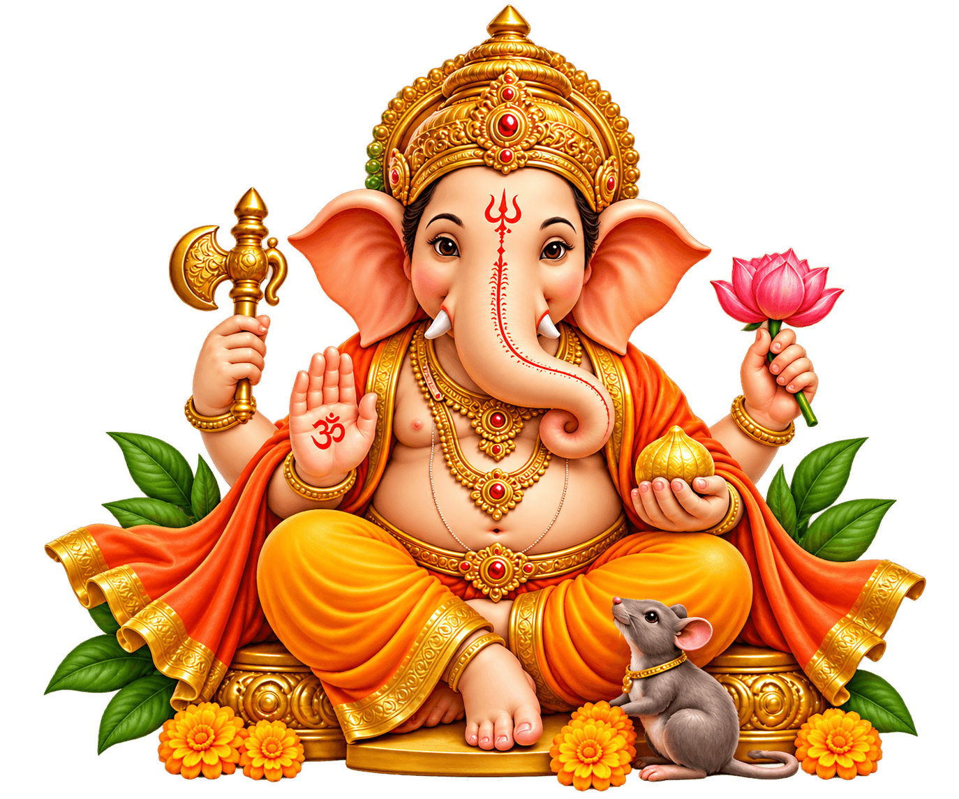 Illustration of Lord Ganesha seated on a lotus pedestal